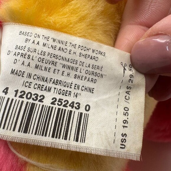 Disney Store 14 Inch Ice Cream Tigger Plush Toy Soft Yellow Red Pink Stuffed Ani - Picture 5 of 7